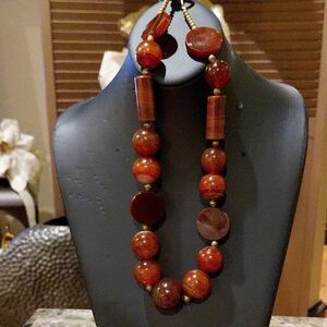 Elegant Reddish Brown Stone/Glass  Beaded Necklace